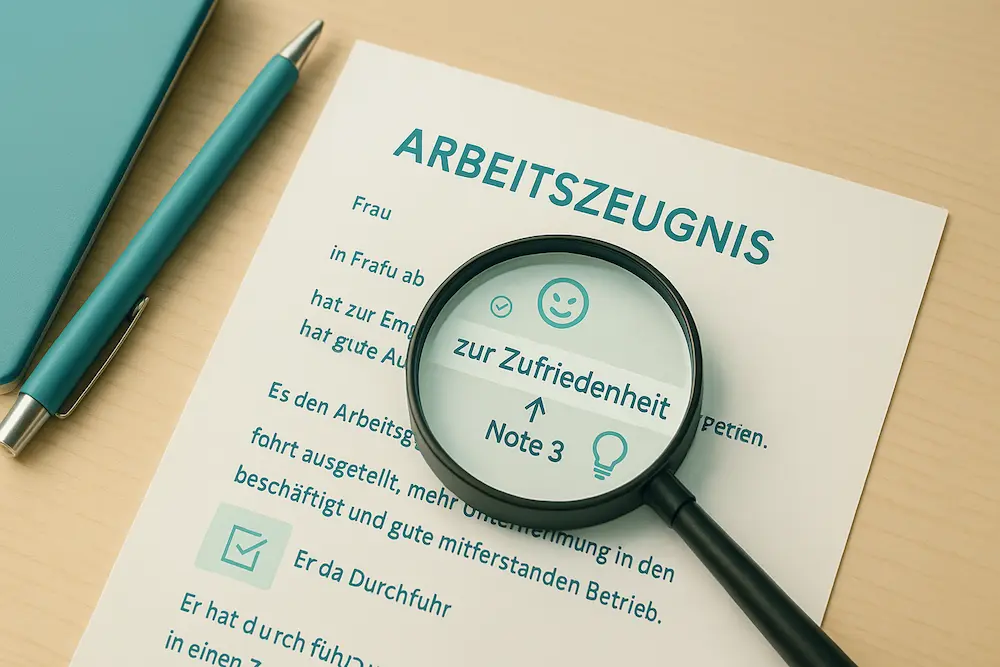 Arbeiotszeugnis zeigt eine Note 3 die befriedigend ist